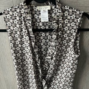 Celine womens short sleeve blouse size 36, 100% silk